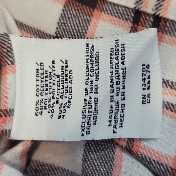 BOSTON TRADERS Beige Black Orange Cotton Poly Flannel Shirt - Picture 8 of 9